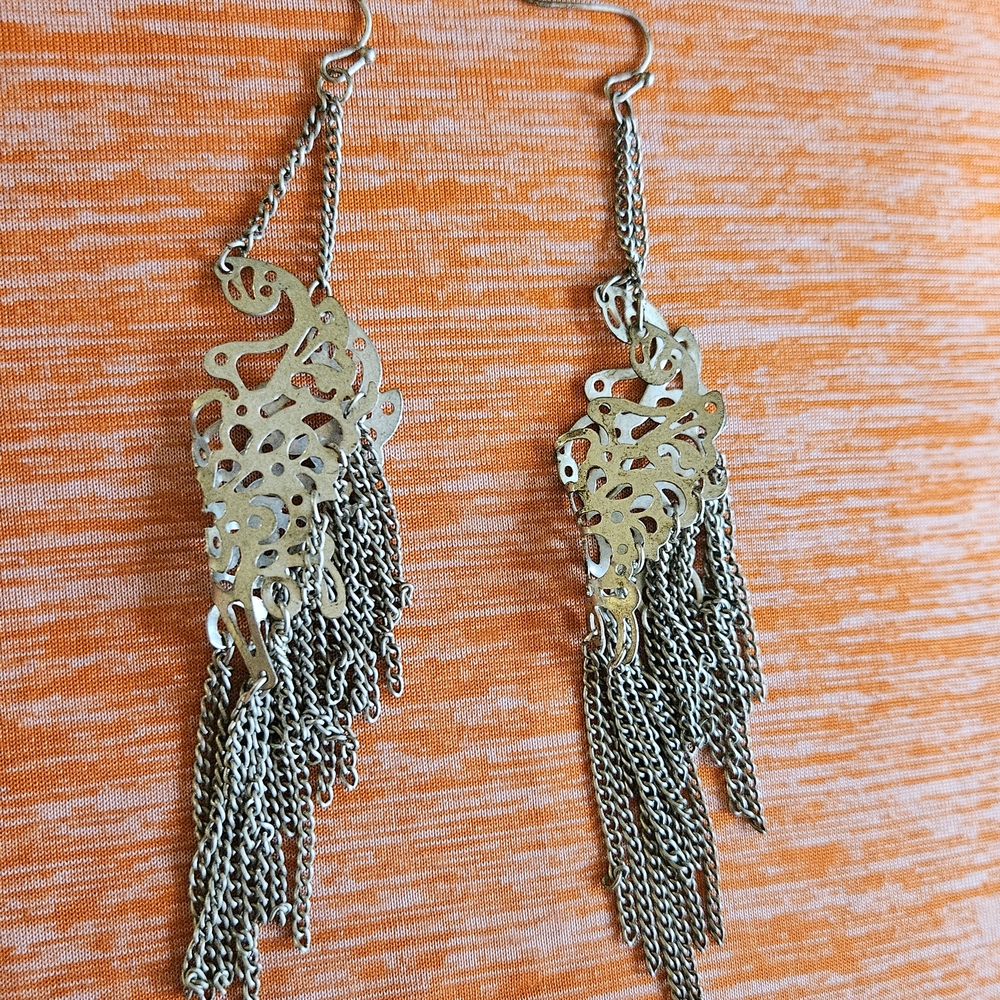 Vintage Unique Elegant Silver Dangle Earrings - image 5